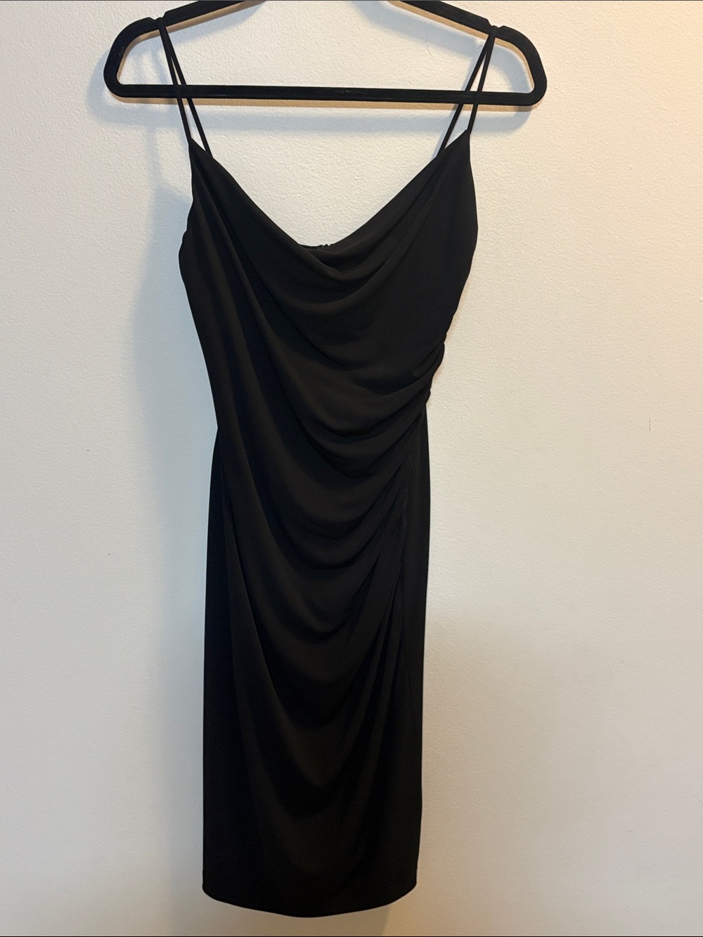 David Meister Black Cowl-Neck Mini Dress